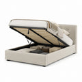 Letto contenitore matrimoniale beige in poliestere con rete a doghe 160 x 200 cm