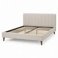 Letto matrimoniale imbottito beige in poliestere rettangolare con rete a doghe 160 x 200 cm