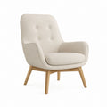 Poltrona da soggiorno beige in poliestere con schienale alto e gambe in faggio L 75 x P 82 x H 100 cm