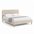 Letto matrimoniale imbottito beige in poliestere rettangolare 160 x 200 cm 172 x 215 x 110 cm