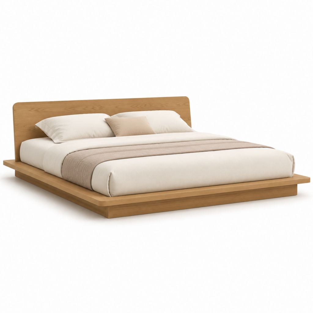 Letto matrimoniale con testiera in legno massello naturale rettangolare per materasso 160 x 200 cm 180 x 215 x 85 cm