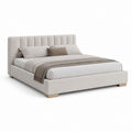 Letto matrimoniale imbottito avorio in poliestere 160 x 200 cm con testiera alta
