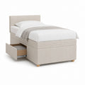 Letto singolo contenitore beige in poliestere con cassetto laterale 90 x 200 cm