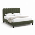 Letto matrimoniale con struttura verde oliva in velluto di poliestere 160 x 200 cm