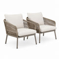 Set 2 poltrone da giardino beige in alluminio e corda in polipropilene 68 x 75 x 82 cm