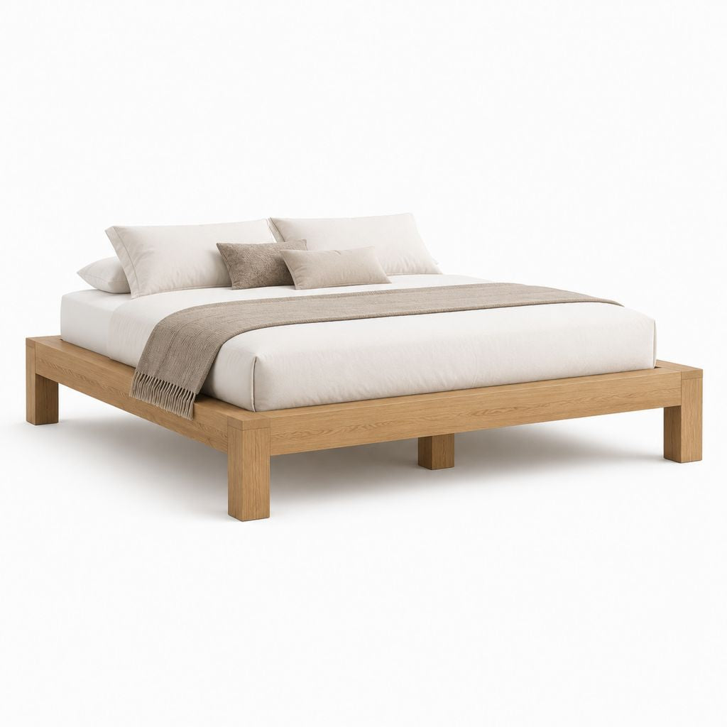 Struttura letto matrimoniale in rovere naturale rettangolare 160 x 200 cm
