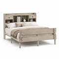 Letto matrimoniale rettangolare grigio rovere in legno massello con testiera contenitore 160 x 200 cm
