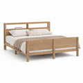 Letto matrimoniale con testiera a ripiani in legno massello naturale 160 x 200 cm
