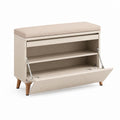 Scarpiera con panca rettangolare crema e beige in MDF e poliestere 80 x 30 x 50 cm