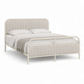 Letto matrimoniale 160 x 200 cm beige con struttura in acciaio e testiera imbottita